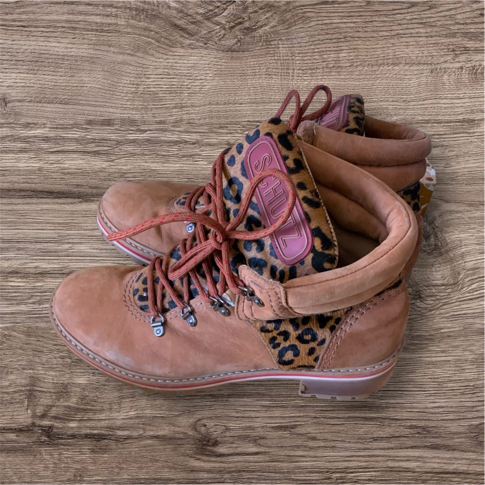 Schutz Leopard Print Tan Boots Size 41